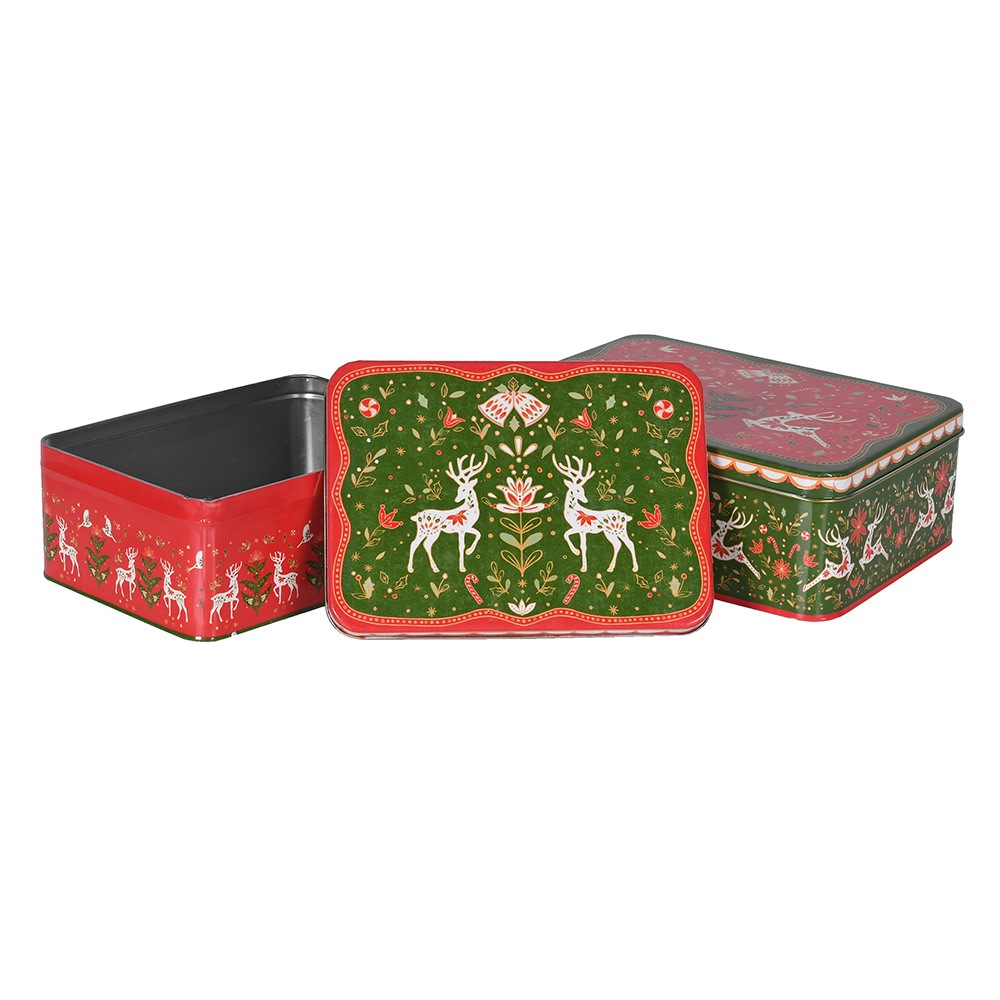 Set of 2 Jolly Reindeer Tins 29cm