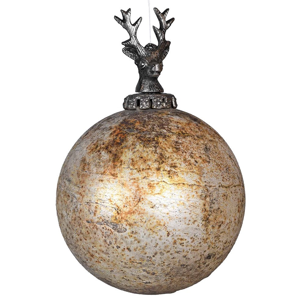Crackle Gold Reindeer Bauble 20cm | Annie Mo's
