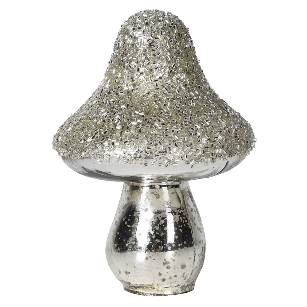 Small Silver Sparkle Mushroom 12cm | Annie Mo's