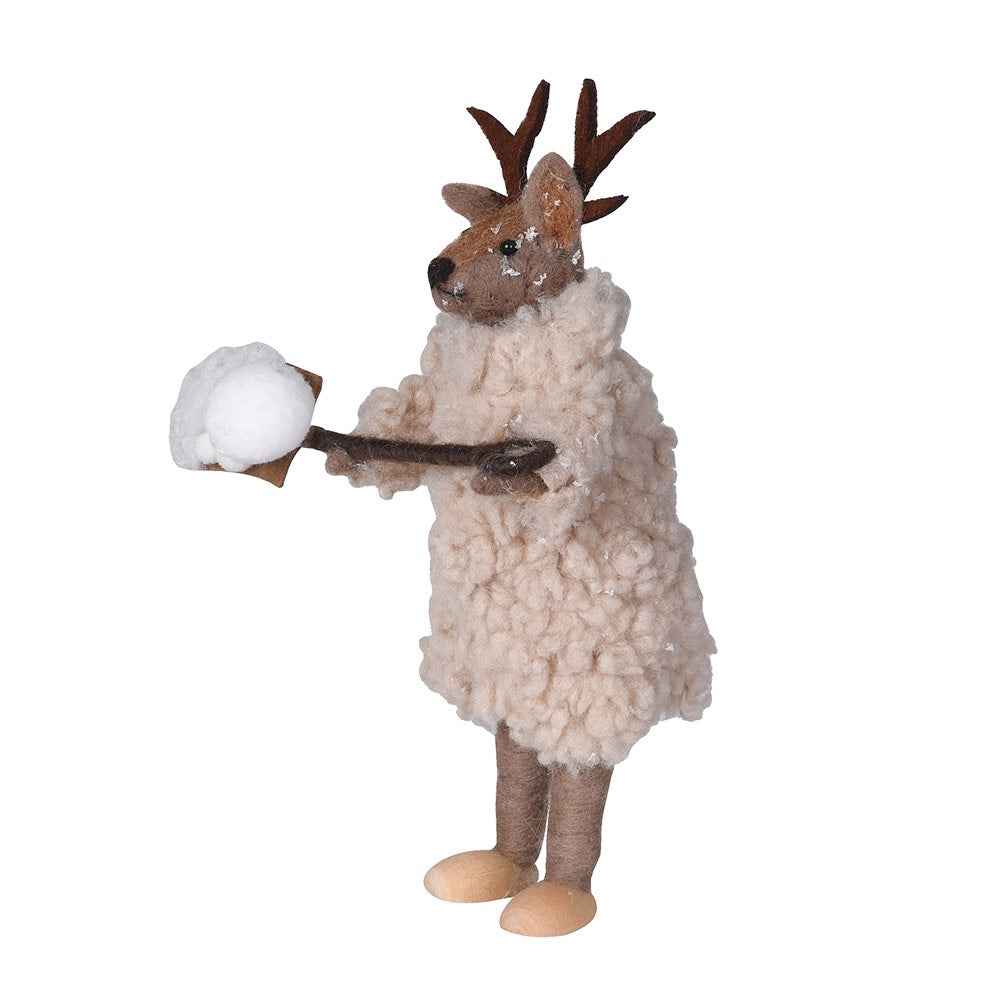 Snowy Shovel Reindeer 20cm