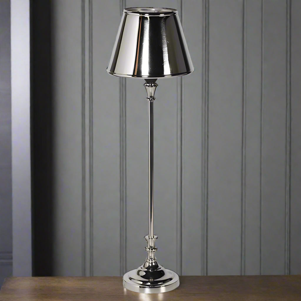 Slim Nickel Table Lamp with Metal Shade 64cm | Annie Mo's