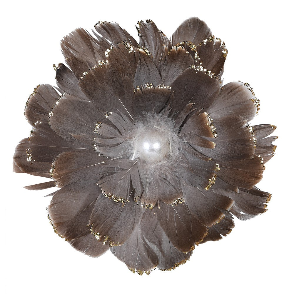 Brown Feather Flower Clip 25cm | Annie Mo's