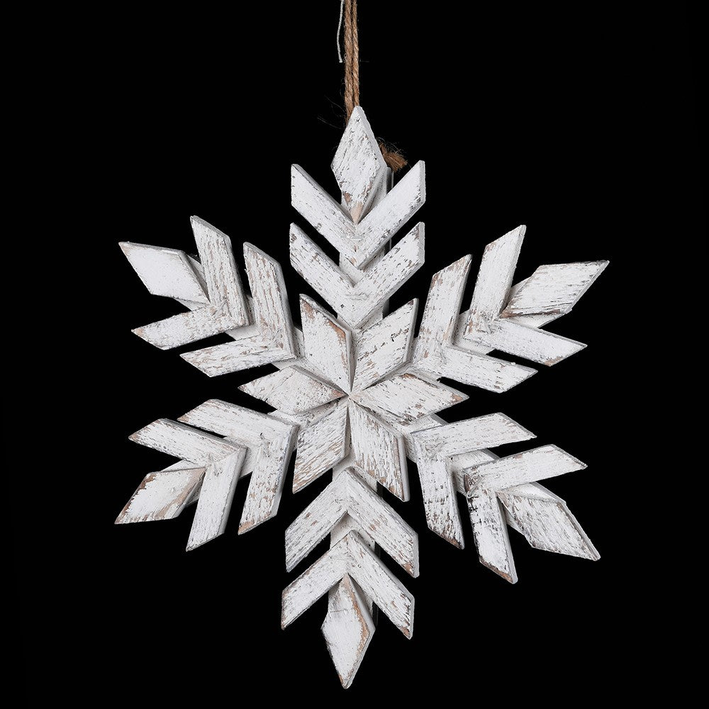 Distressed White Hanging Snowflake | Annie Mo's