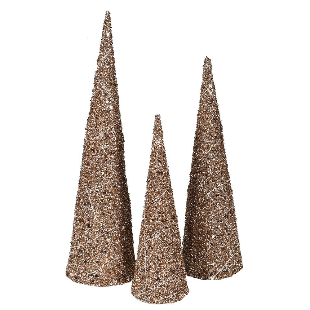 Set of Three Lit Glitter Trees | Annie Mo's