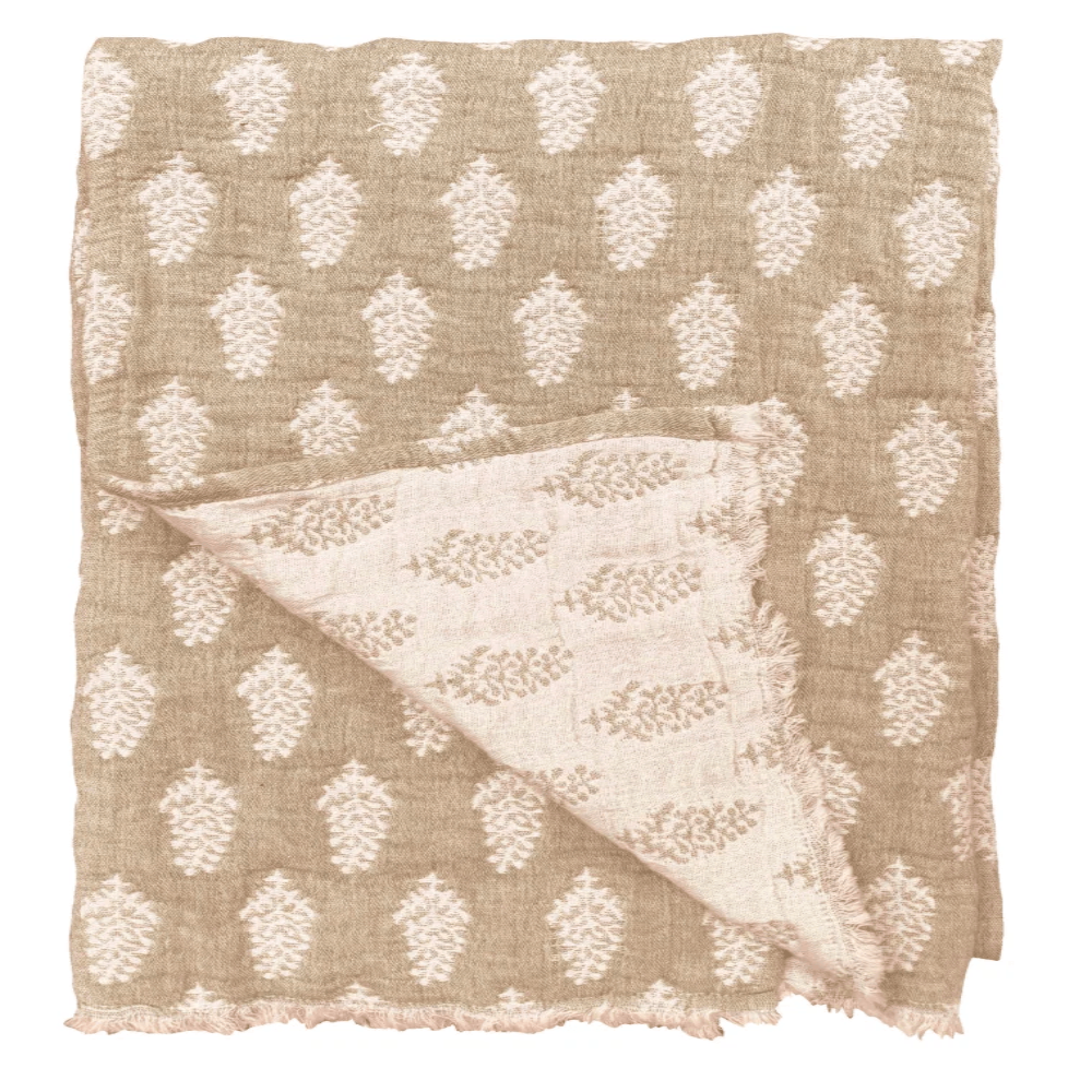 COTTON JACQUARD BHUTTI WASHED NATURAL THROW 130 X 170CM