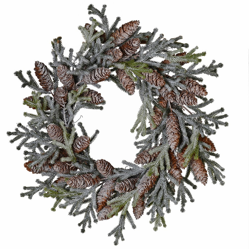 Frosted Pine with Cones Wreath 50cm | Annie Mo's