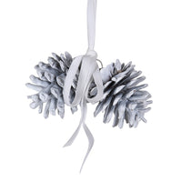 Pinecone Decoration with Bow - White 15cm | Annie Mo's