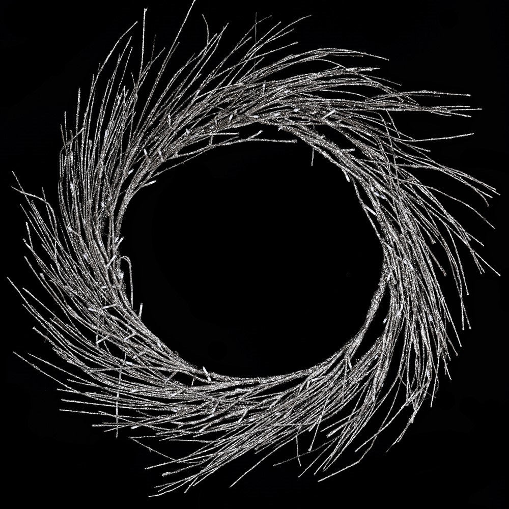 Lit Champagne Glitter Wreath 80cm