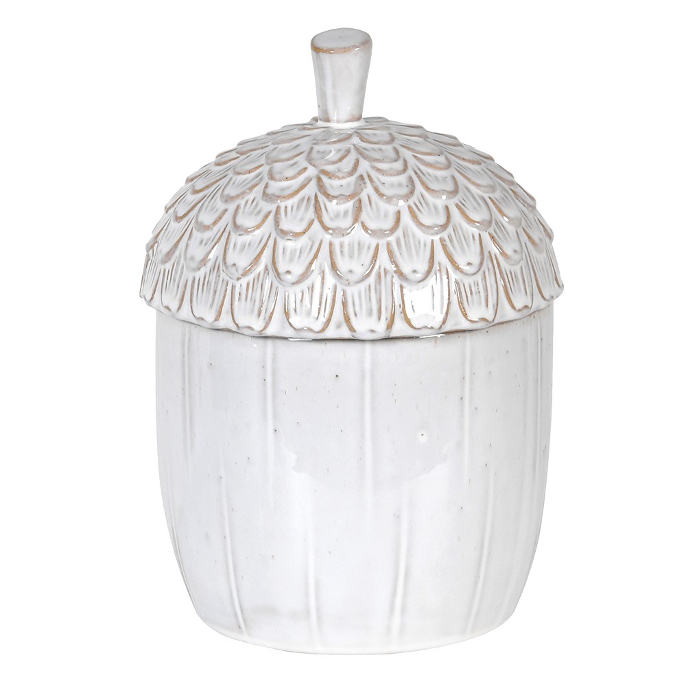 White Ceramic Acorn Lidded Jar 24cm | Annie Mo's