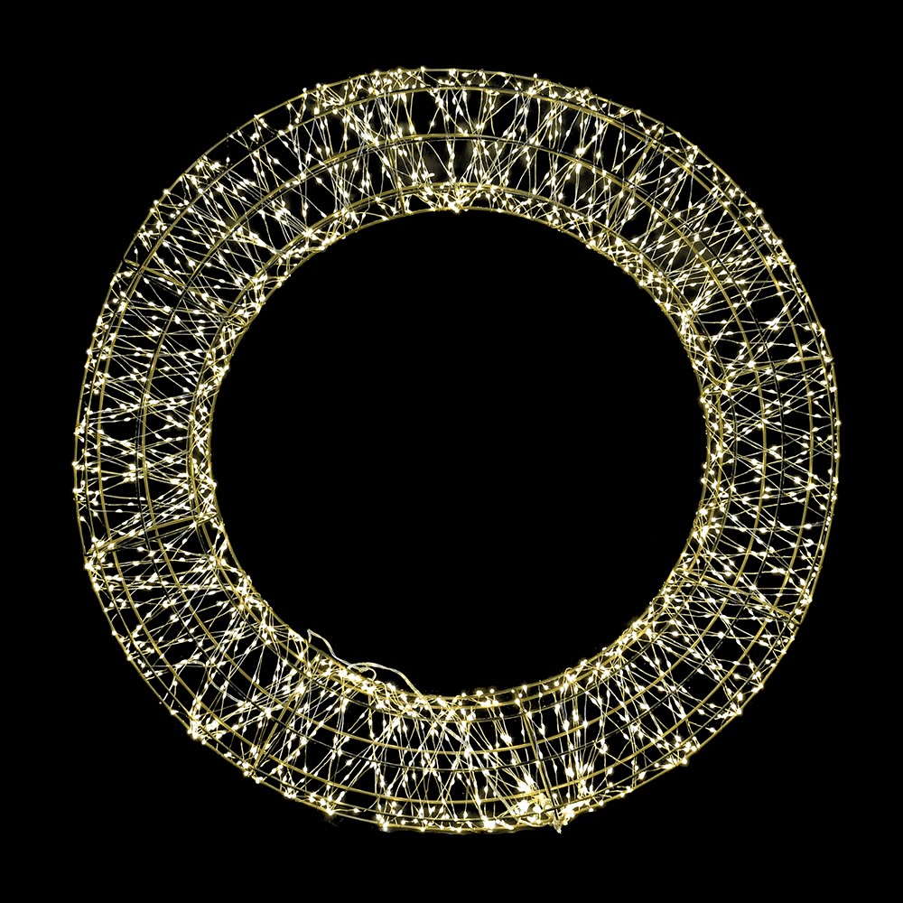 Main Operated 1800 LED Gold Wreath 75cm | Annie Mo's