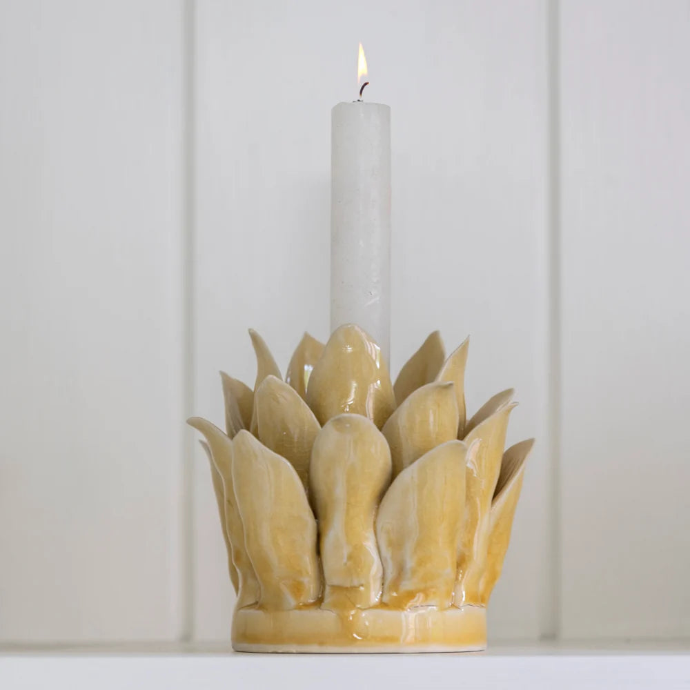 Candle Holder Petals Yellow Medium