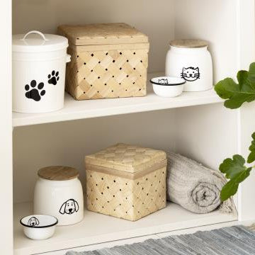 Canister for Cat Food White with Wooden Lid 2.2 litre