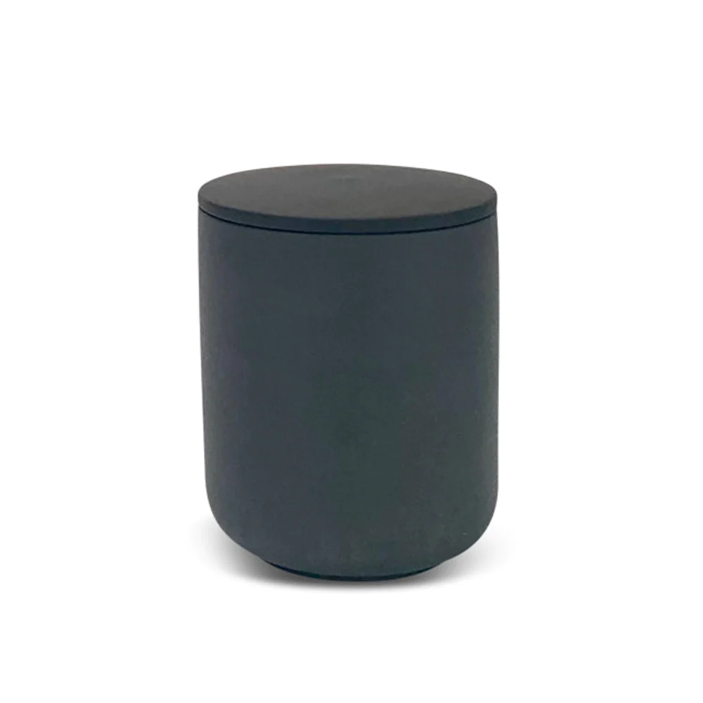 Ceramic Pot Candle - Matt Graphite Black with Lid - Black Pomegranate