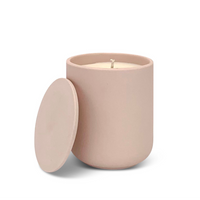Ceramic Pot Candle - Matt Light Pink with Lid - Rhubarb and Ginger