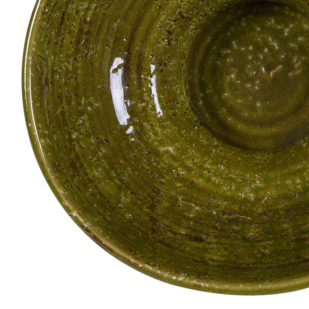 Citrine Green Glazed Terracotta Bowl 37cm