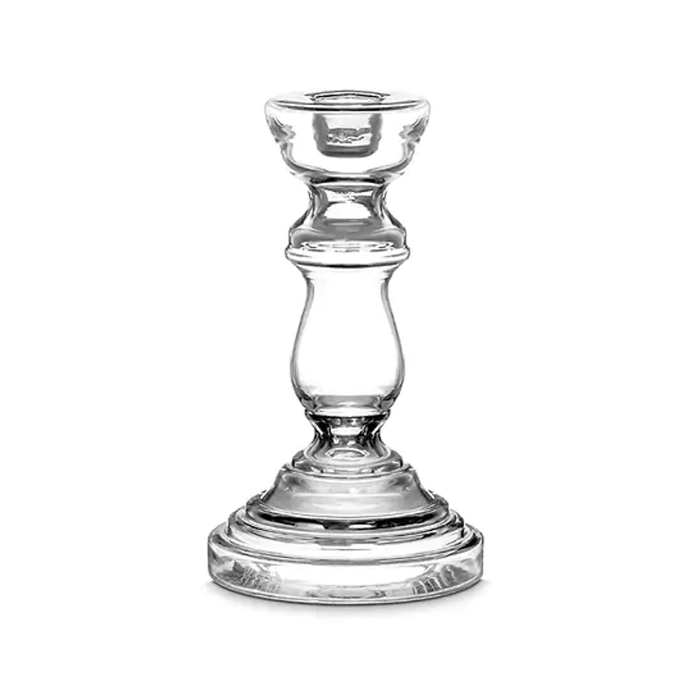 Classic Glass Candlestick - Clear 18cm