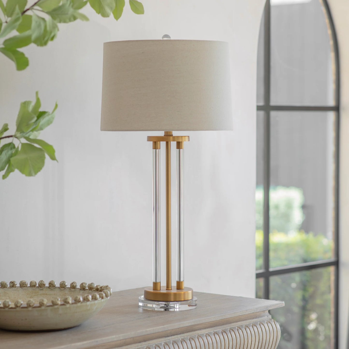 Clifton Twin Tube Glass Table Lamp 84cm