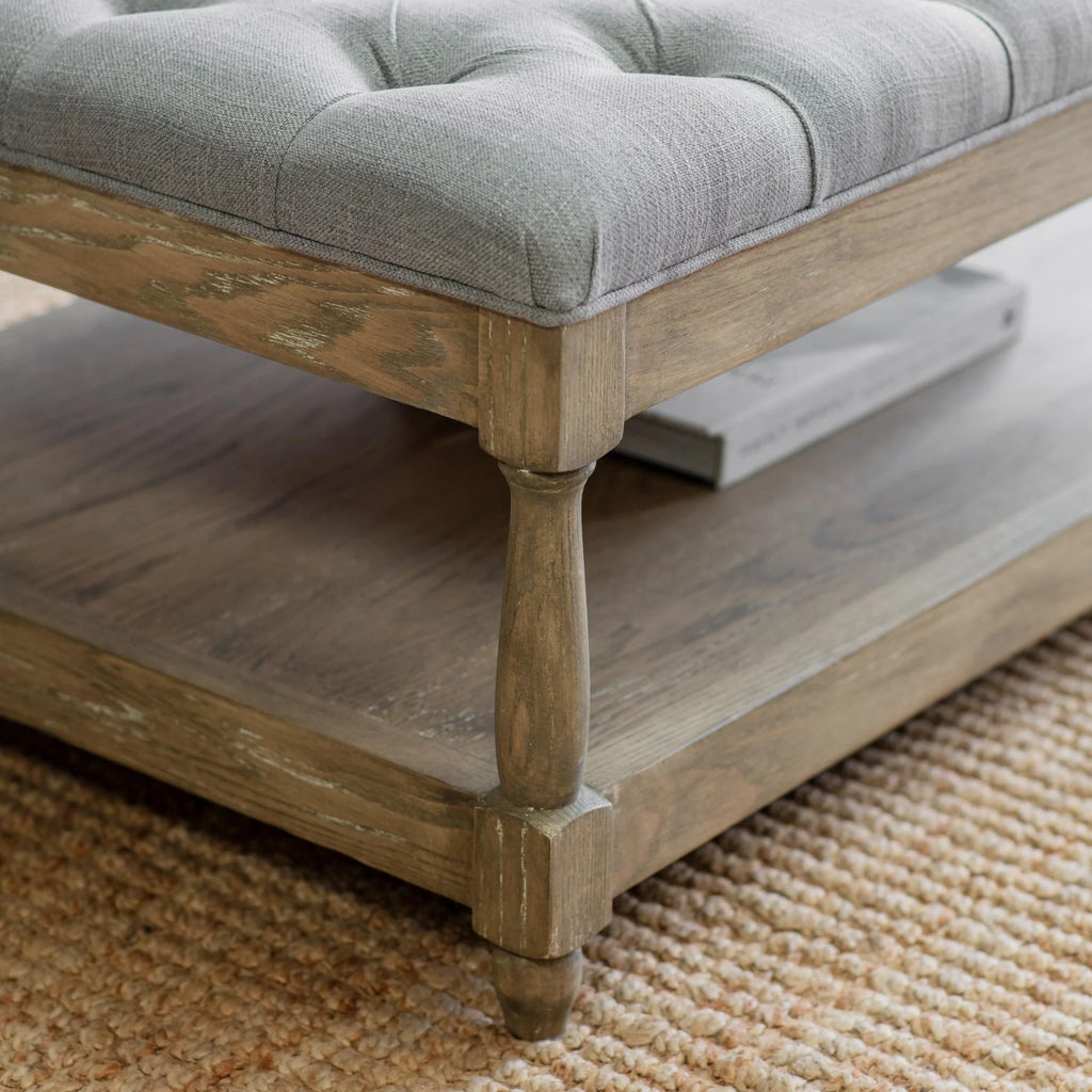 Colleville Soft Grey Buttoned Stool 103cm