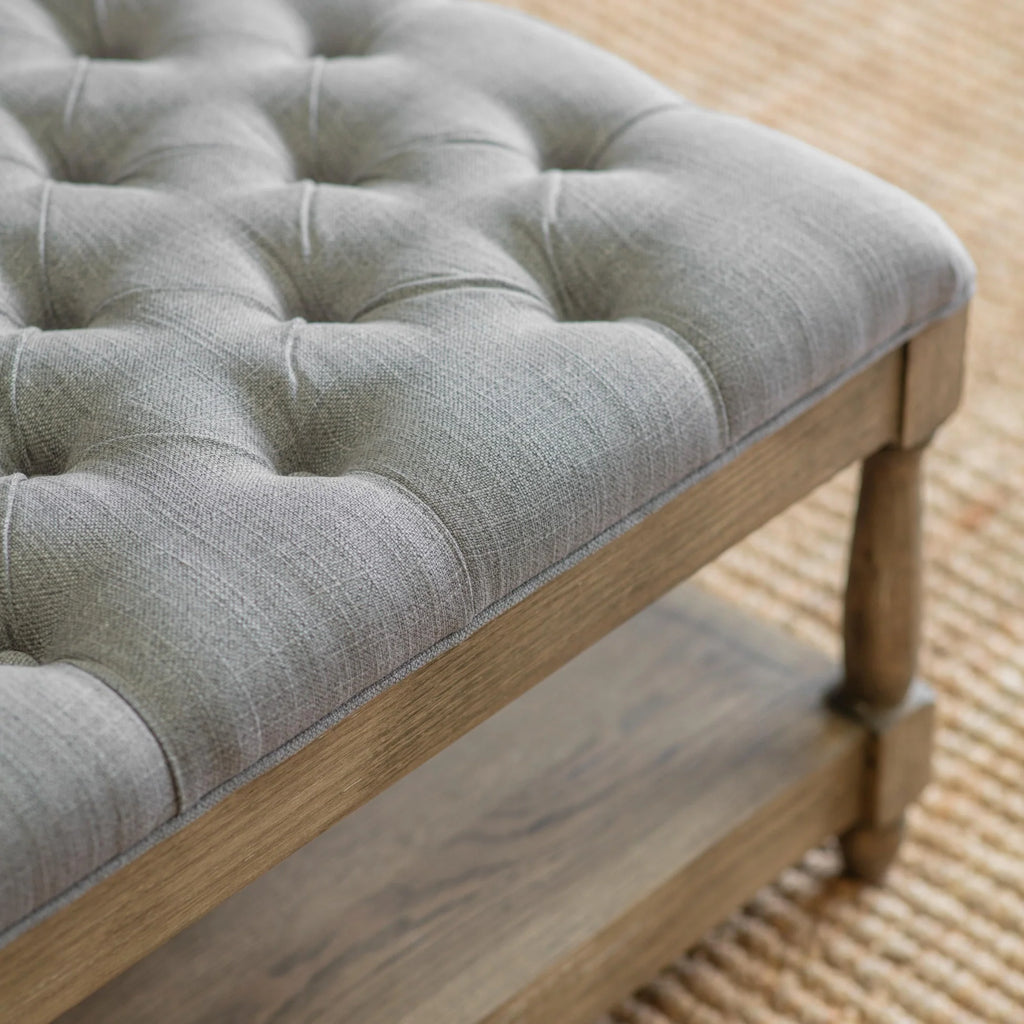 Colleville Soft Grey Buttoned Stool 103cm