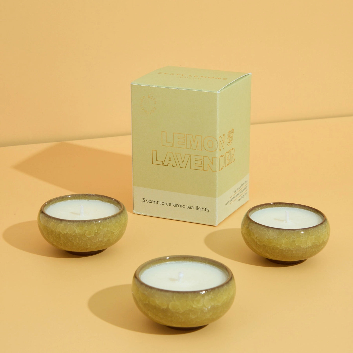 Contemporary Kiln Yellow Tea Lights - Lemon and Lavender