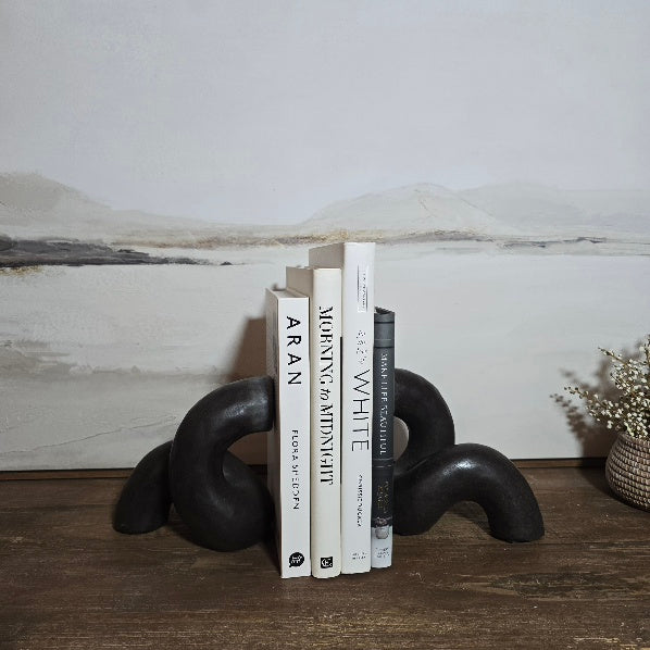 Contemporary Ceramic Swirl Bookends 17cm-C