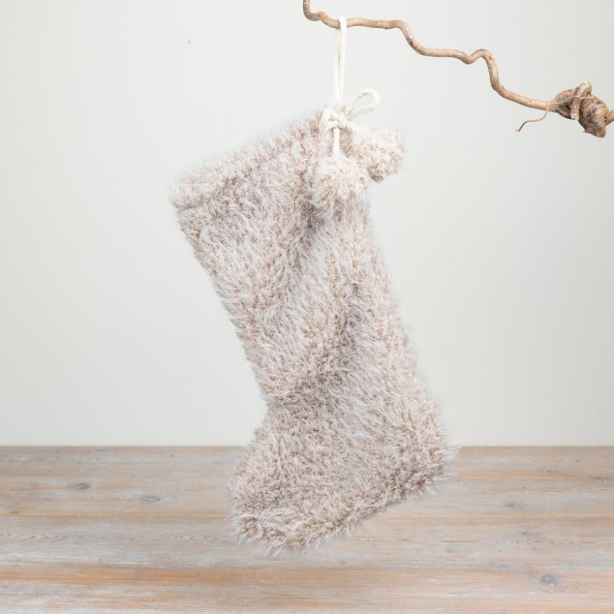 Cream Pompom Stocking 37cm