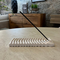 Cream Ripple Incense Holder and Ash Catcher 21cm