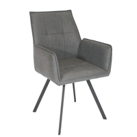 Darcie Swivel Dining Chair - Grey Leather | Annie Mo's