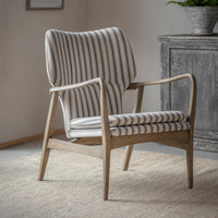 Soft Grey Striped Kirdford Deconstructed Armchair | Annie Mo's