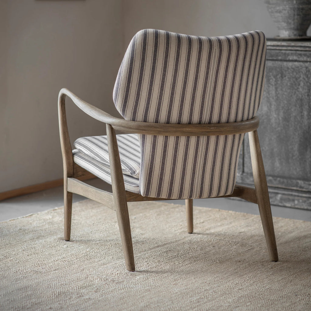 Soft Grey Striped Kirdford Deconstructed Armchair