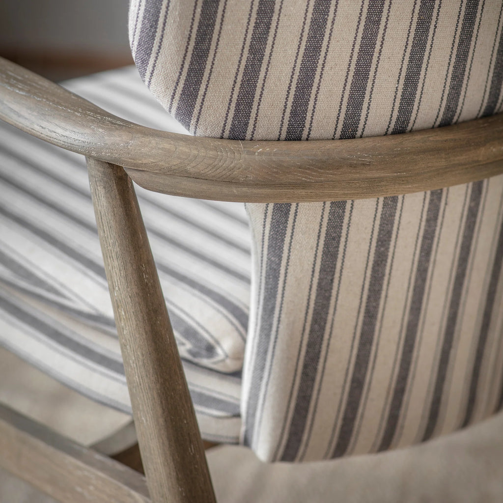 Soft Grey Striped Kirdford Deconstructed Armchair
