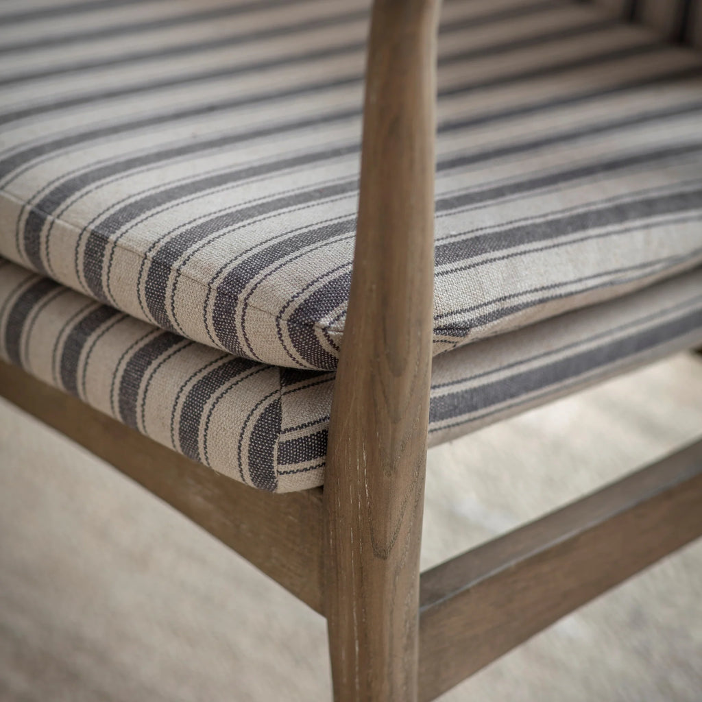 Soft Grey Striped Kirdford Deconstructed Armchair