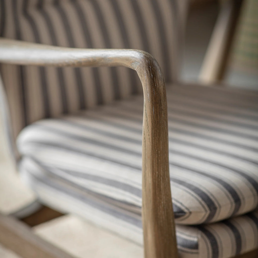 Soft Grey Striped Kirdford Deconstructed Armchair
