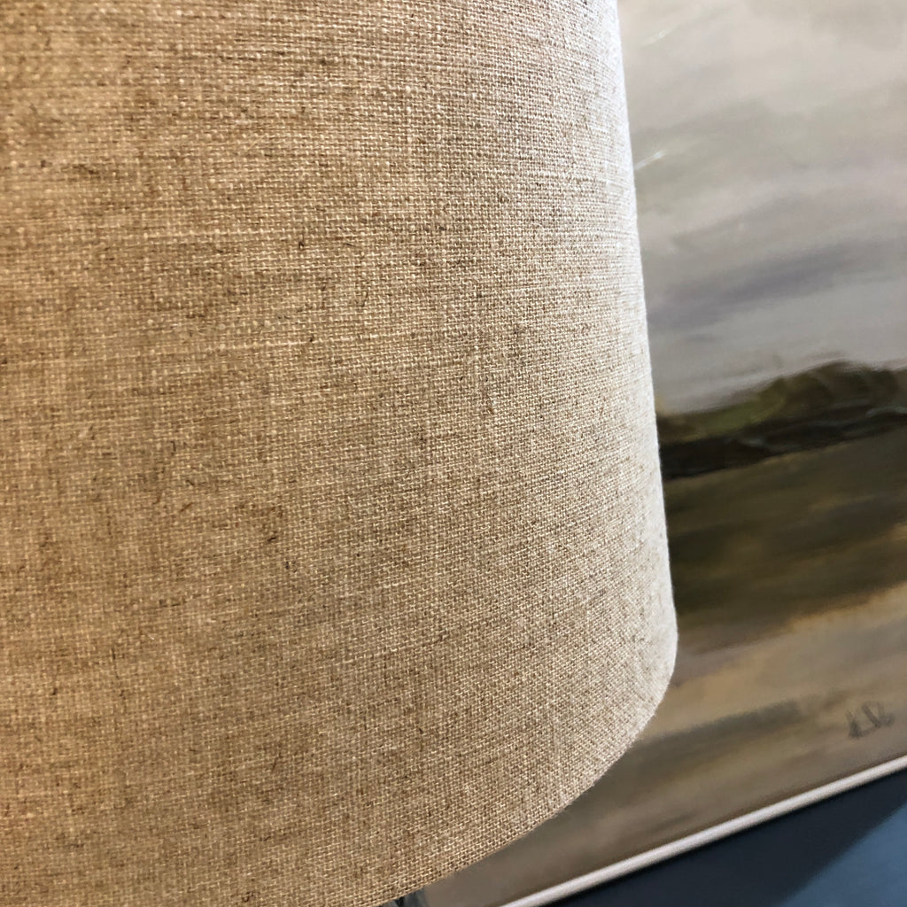 Dark Grey Ceramic Lamp with Linen Shade 51cm D