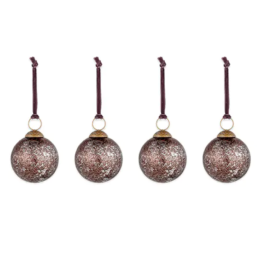 Daya Baubles - Antique Burgundy - (Set of 4) 8cm