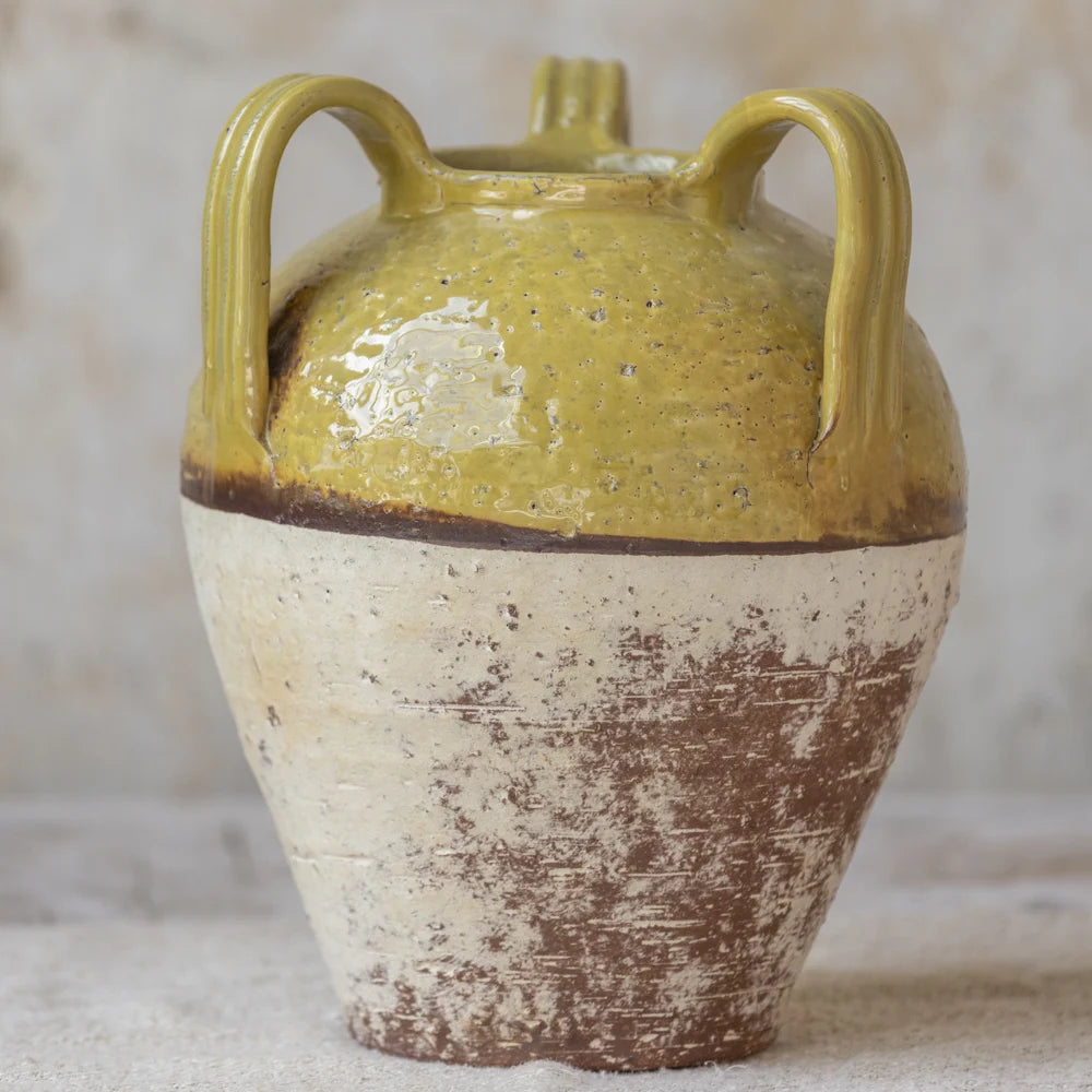 Dijon Part Glazed Vase With Handles 29cm