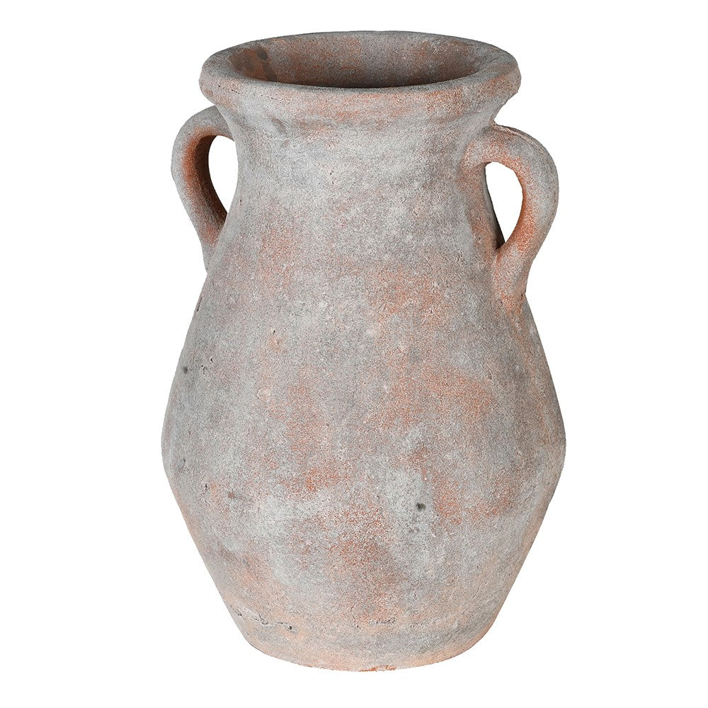 Distressed Terracotta Vase with Handles 37cm