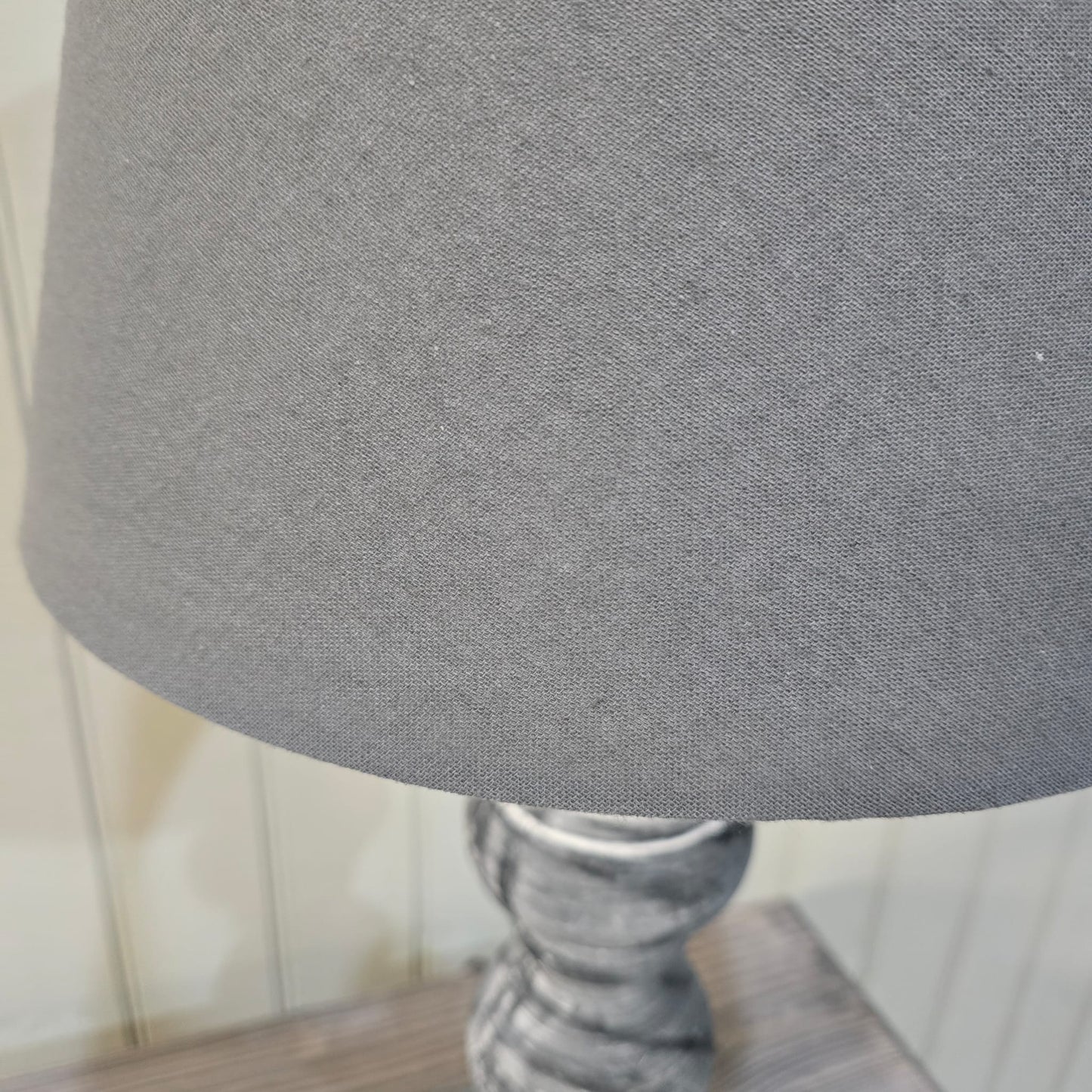 Grey Washed Wood Table Lamp with Grey Shade - Clearance