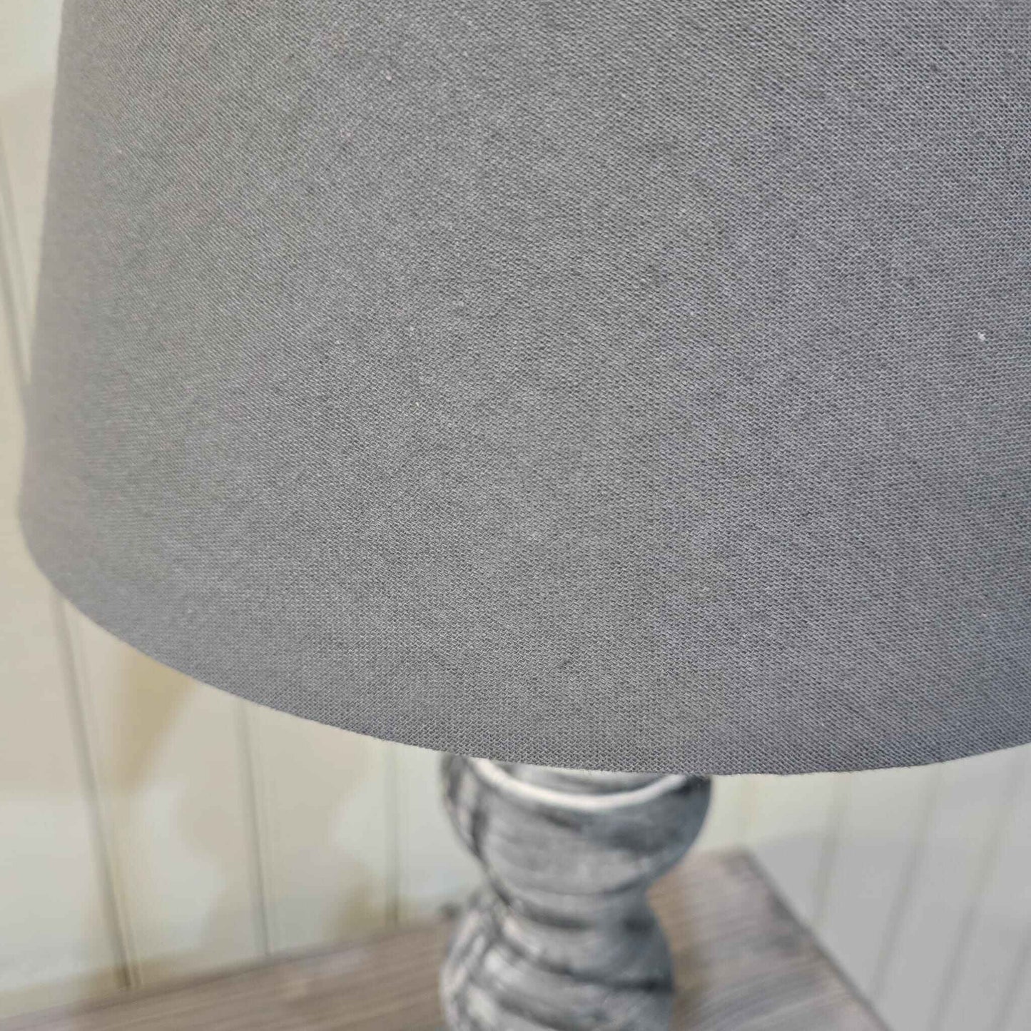 Grey Washed Wood Table Lamp with Grey Shade - Clearance-E
