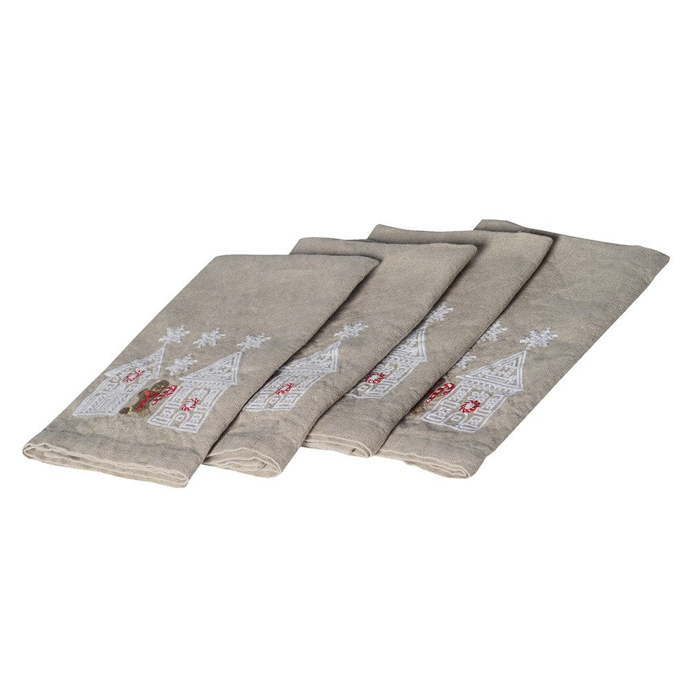 Set of Four Gingerbread Linen Napkins 45cm | Annie Mo's