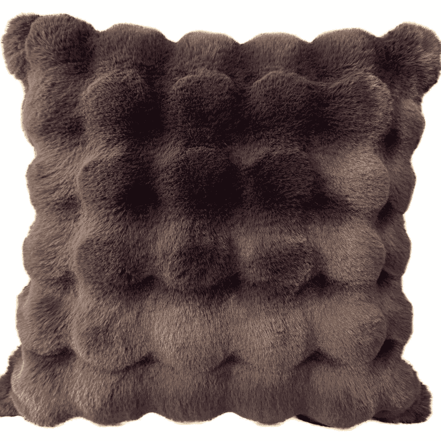 EXTREME SOFT TEXTURED CUSHION IN FAUX RABBIT CHOCOLATE 50 X 50cm