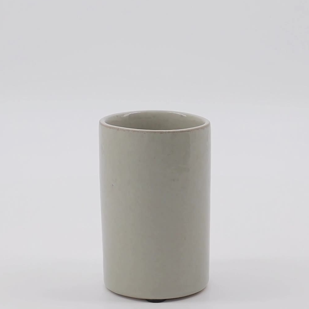 Earthenware Shellish Grey Brush Holder 12cm