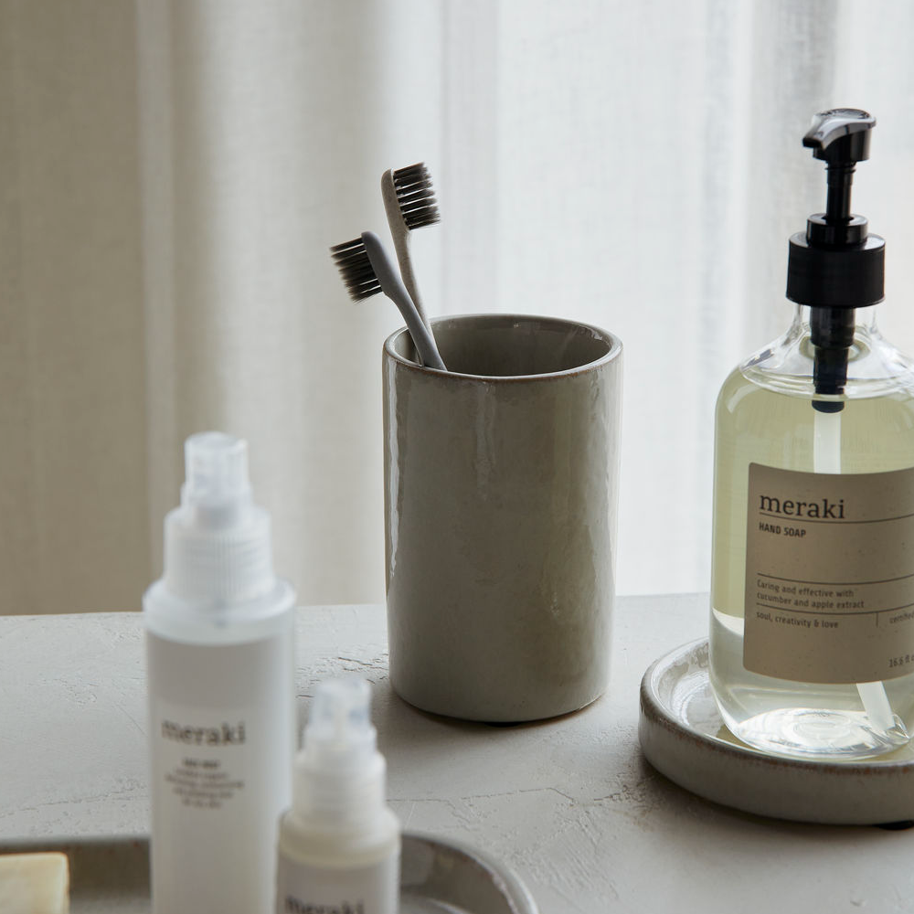 Earthenware Shellish Grey Brush Holder 12cm | Annie Mo's