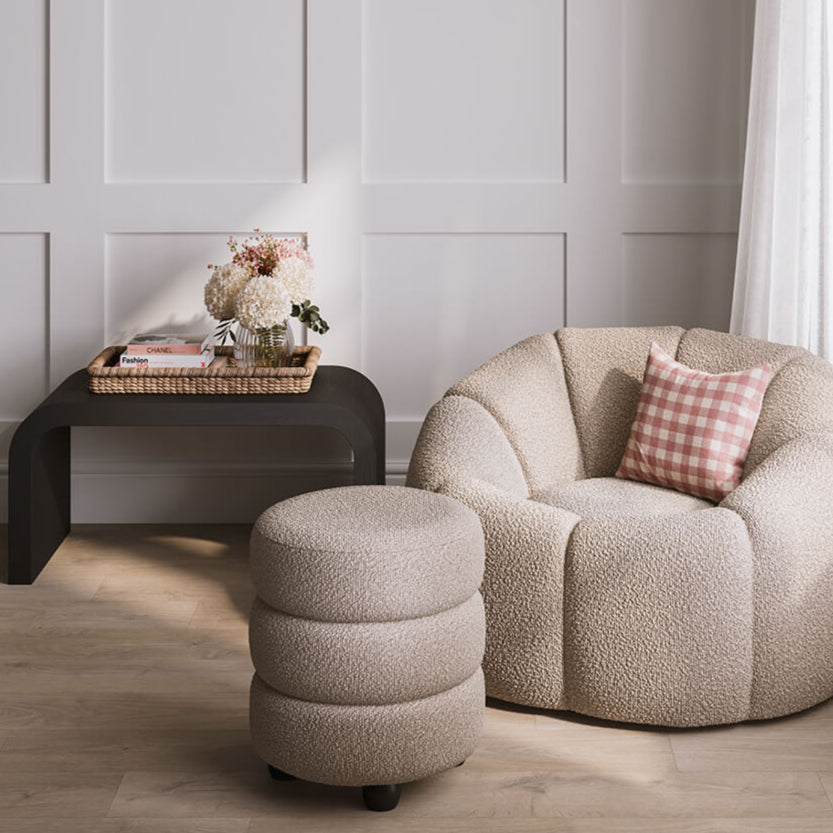 Emile Buff Occasional Footstool 50cm