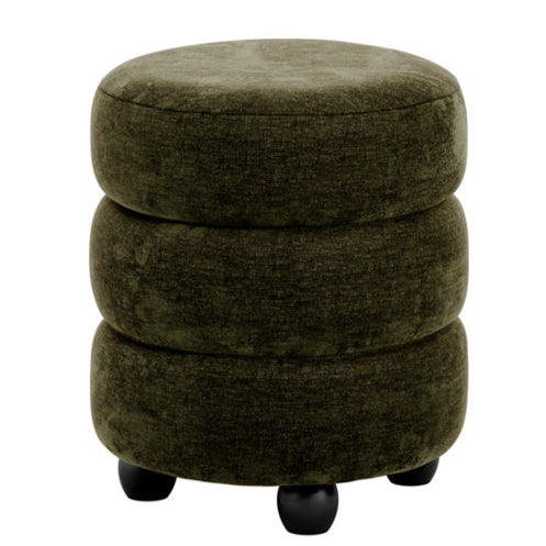Emile Olive Chenille Velvet Occasional Footstool 50cm