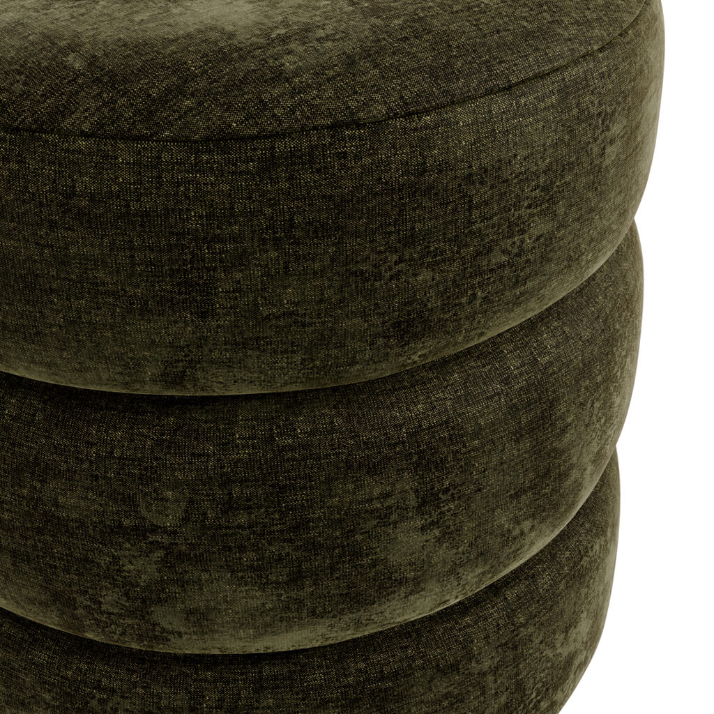 Emile Olive Chenille Velvet Occasional Footstool 50cm