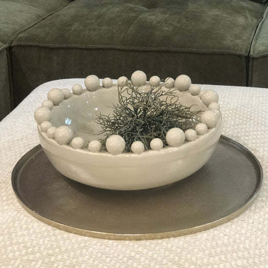 Emmerdale Cream Crackle Glazed Large Bowl with Ball Detail B