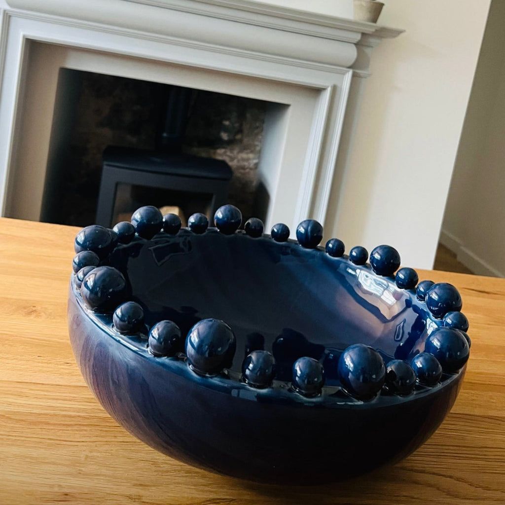 Emmerdale Dark Blue Bowl with Balls on Rim B