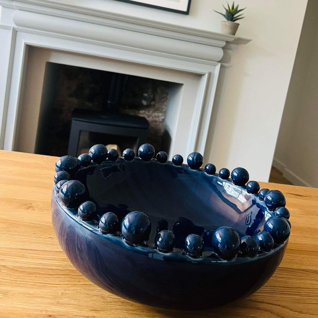 Emmerdale Dark Blue Bowl with Balls on Rim E