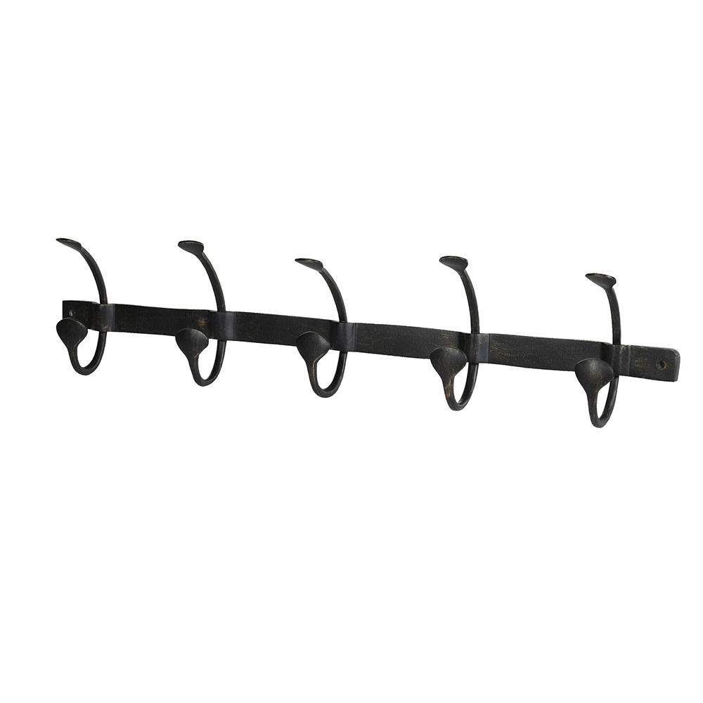 Five Hook Black Metal Multi Wall Hook 79cmB